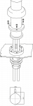 Einloch-Zweigriffarmatur mit Säule 300 mm,  Vorbefestigung, Auslaufentleerung 8 mm Ø und Auslauf 25 mm