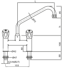 Zweiloch-Zweigriff-Standarmatur mit  Auslauf 25 mm