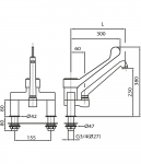 Zweiloch-MIX-Einhebelmischer mit extra-langem Griff, Standrohre 80 mm und Schwenkauslauf * 330 mm