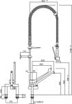 Zweiloch-MIX-Einhebelmischer mit extra-langem Griff, Standrohre 150 mm, Geschirrwaschbrause und Schwenkauslauf