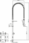 Zweiloch-Zweigriff-Standarmatur ½" mit  Standrohre 100 mm und Geschirrwaschbrause